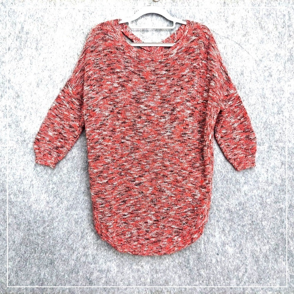 Express Women Sweater Tunic M Open Cross Back Dolman Sleeves Marled Preppy‎